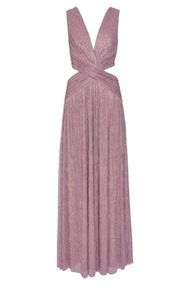 Sukienka Maxi Lurex z Dekoltem