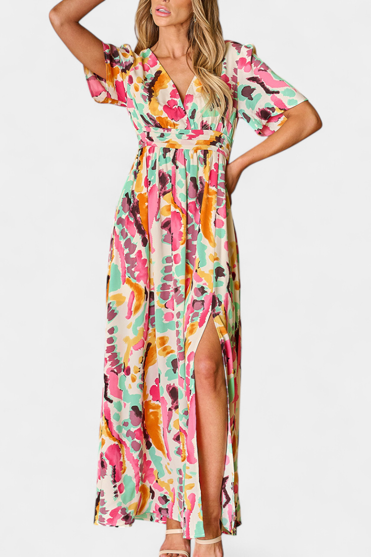 Yuki Sukienka Boho z Dekoltem w Serek i Tie-Dye
