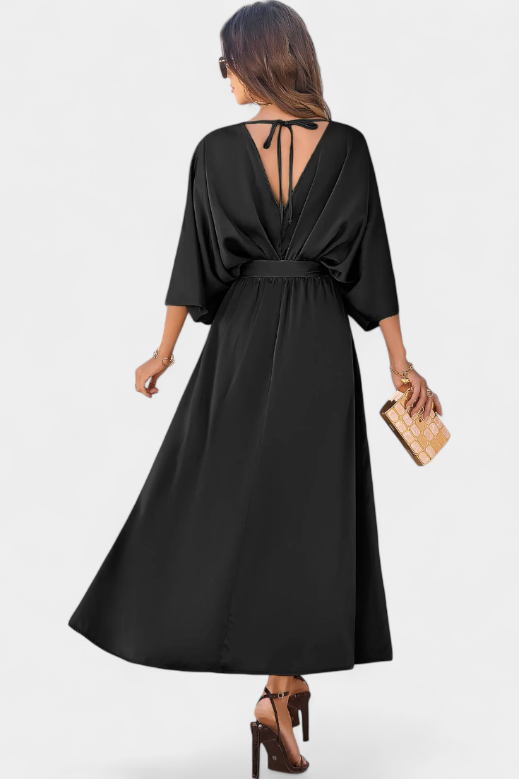 Sukienka Milly Elegancka z Rozcięciem i Kokardą