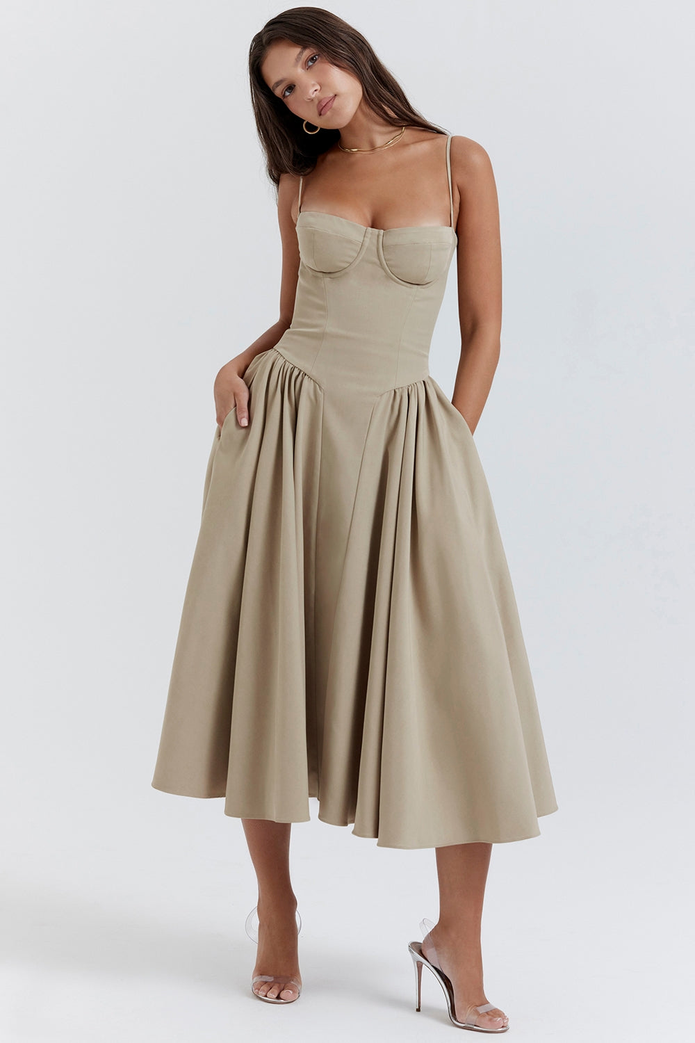Celine | Sukienka Midi z Gorsetem