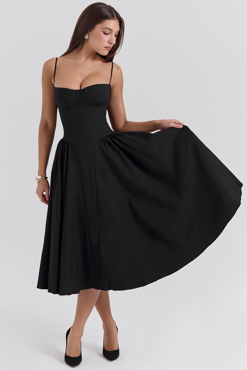 Celine | Sukienka Midi z Gorsetem