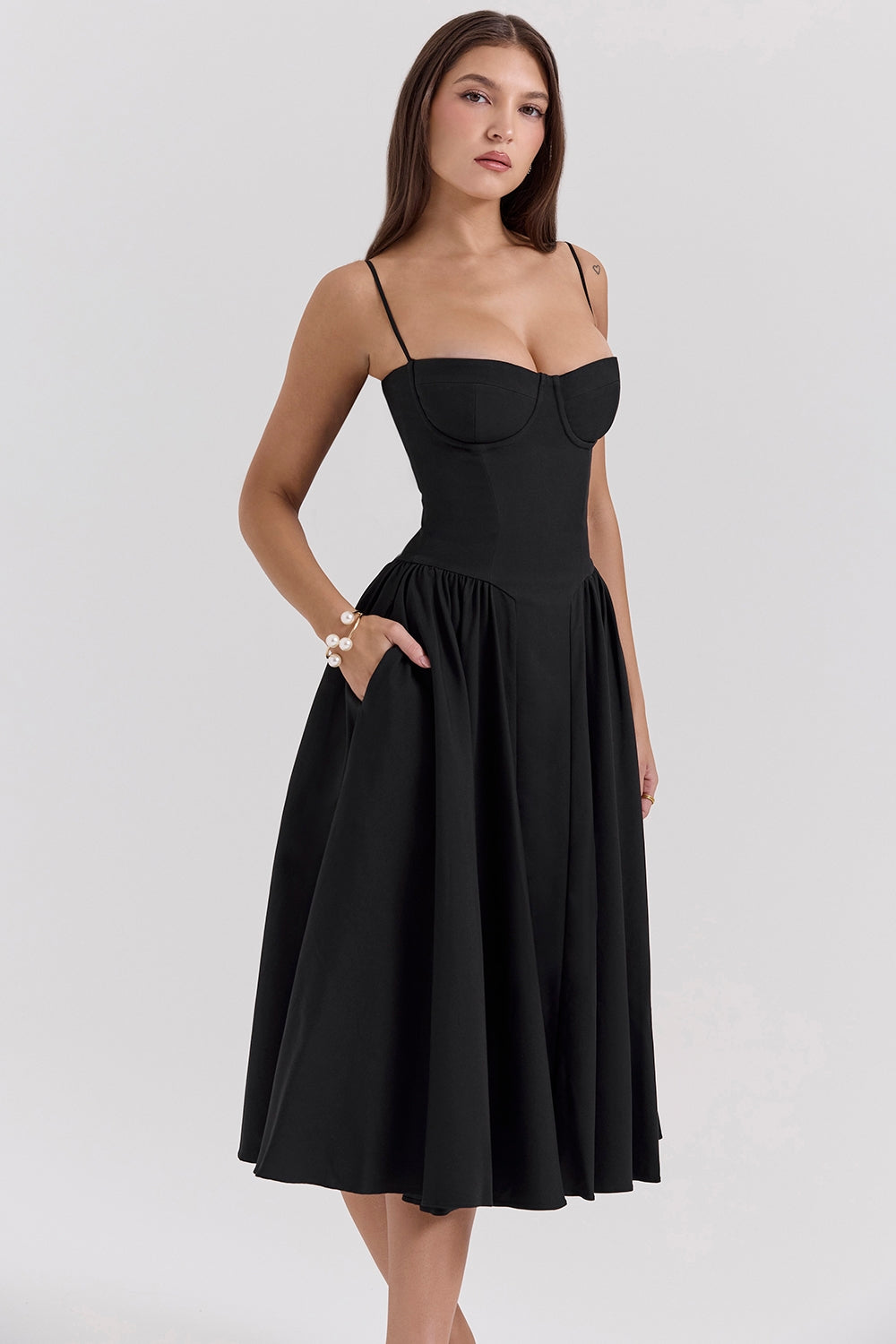 Celine | Sukienka Midi z Gorsetem