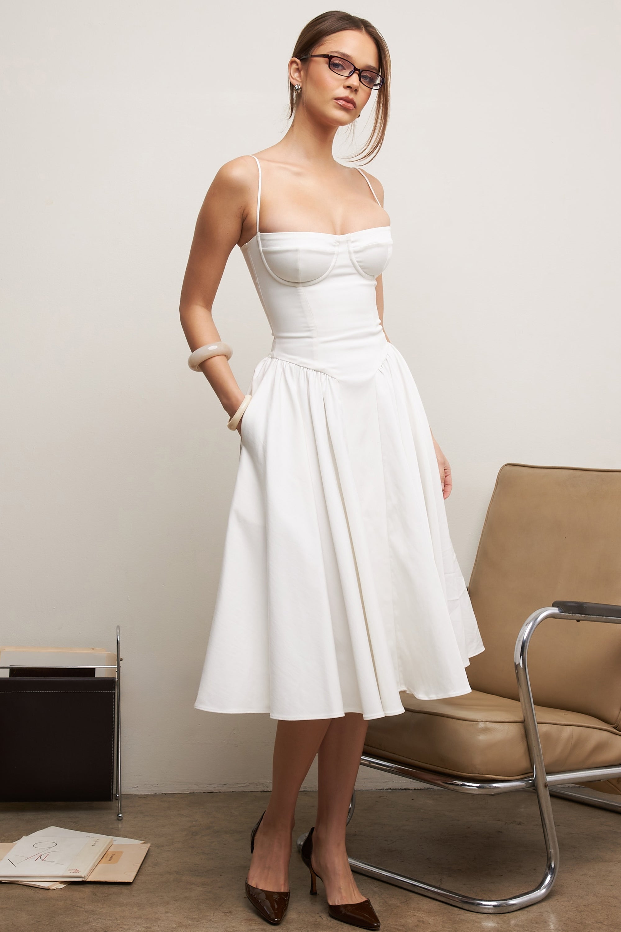 Celine | Sukienka Midi z Gorsetem