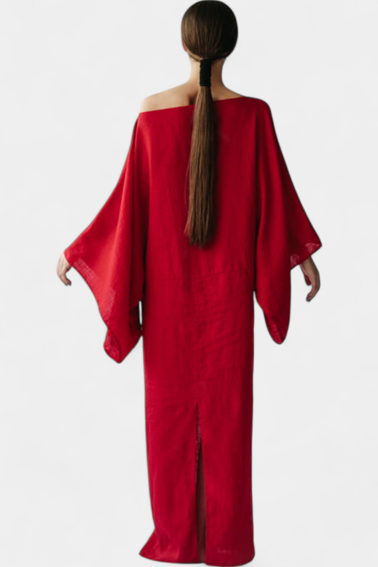 Kamilia Sukienka Kimono w Kolorze Karmazynowym