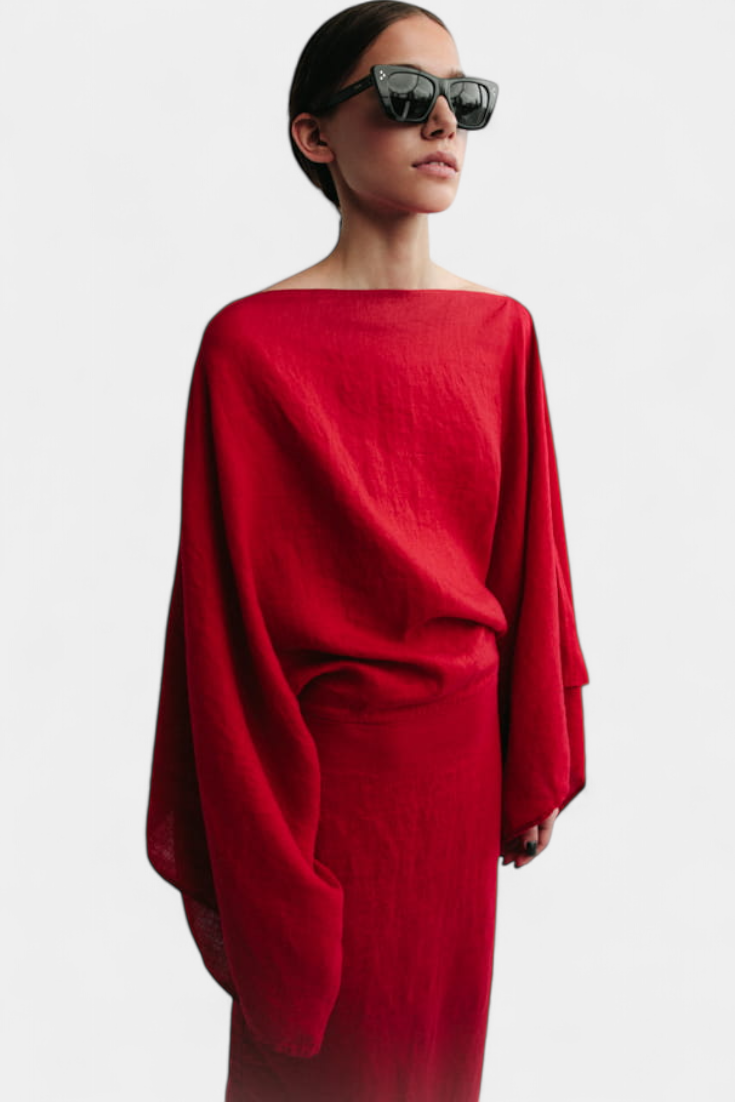 Kamilia Sukienka Kimono w Kolorze Karmazynowym