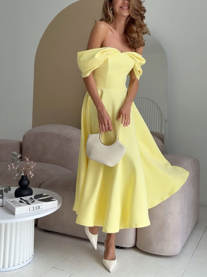 Elegancka Sukienka Maxi z Odkrytymi Ramionami