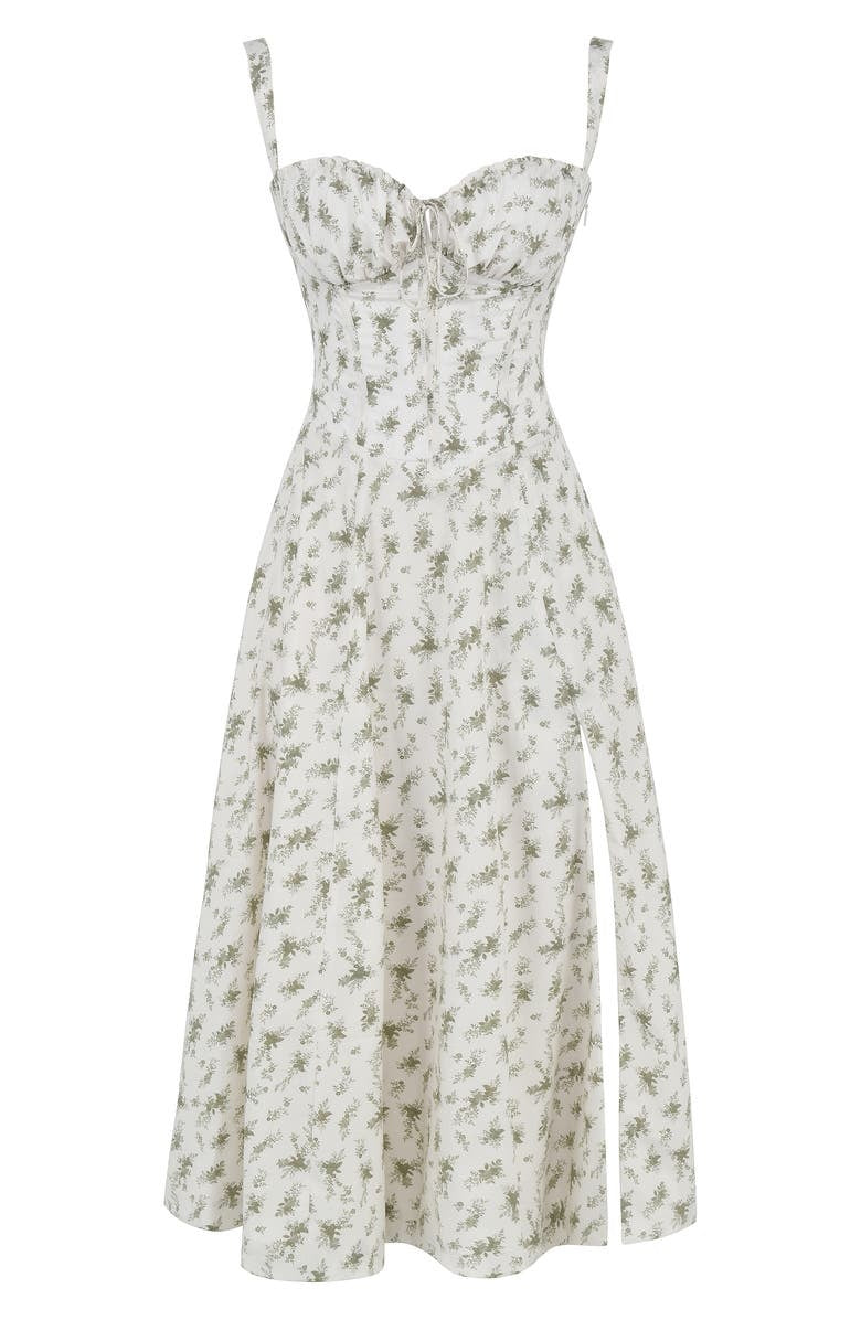 Kwiatowa sukienka bustier z formowaniem w talii