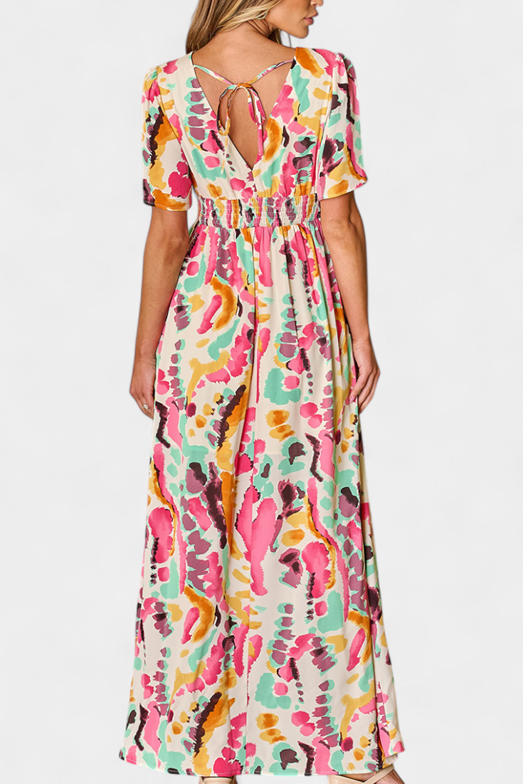 Yuki Sukienka Boho z Dekoltem w Serek i Tie-Dye