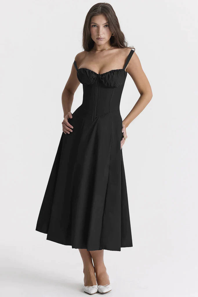 Kwiatowa sukienka bustier z formowaniem w talii