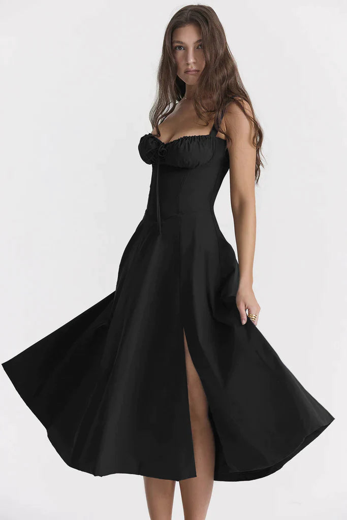 Kwiatowa sukienka bustier z formowaniem w talii