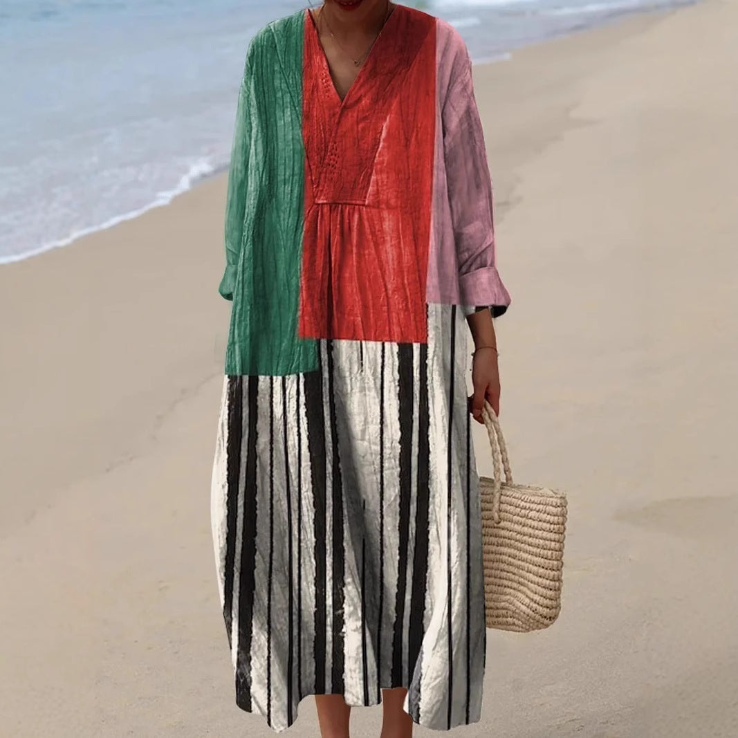 Nahla | Sukienka Patchwork w Paski