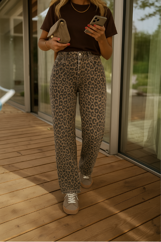 NADINE | SPODNIE Z LEOPARDZIM WZOREM