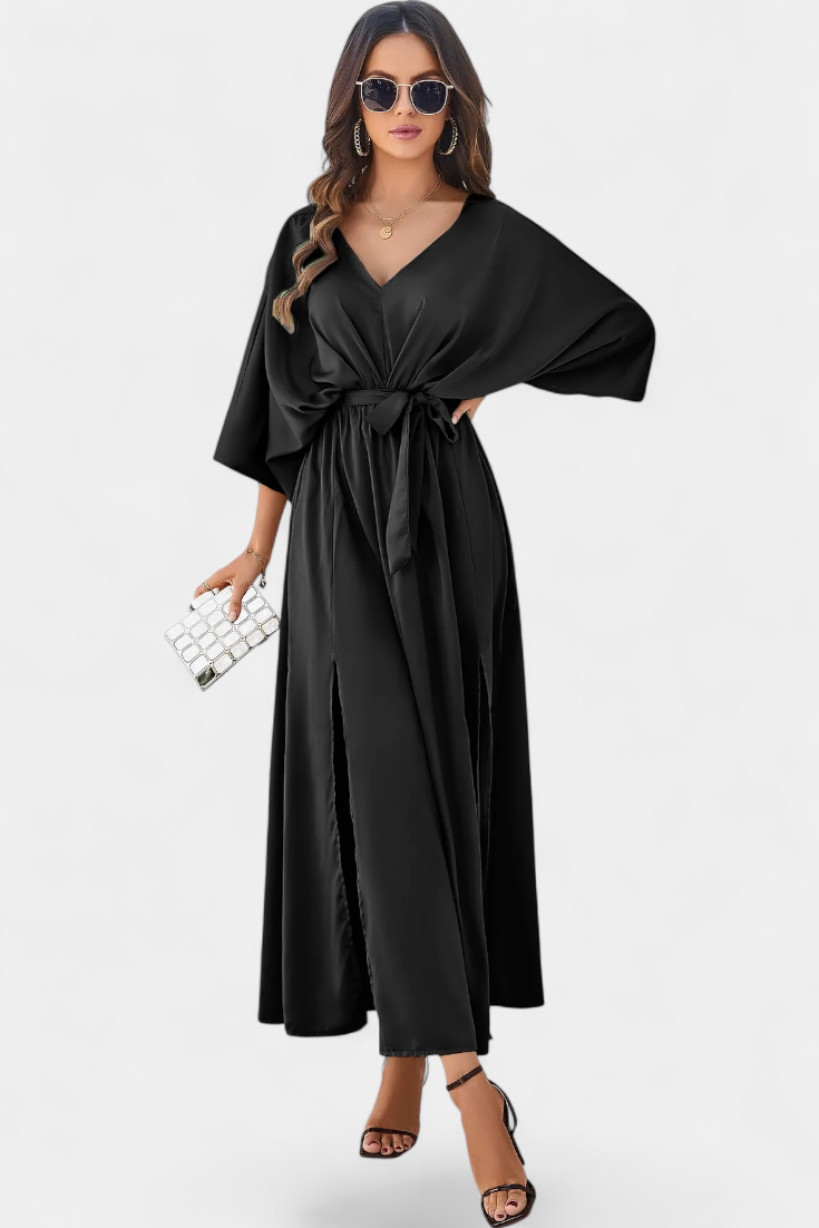 Sukienka Milly Elegancka z Rozcięciem i Kokardą
