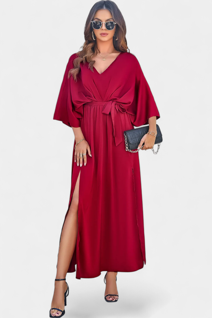 Sukienka Milly Elegancka z Rozcięciem i Kokardą