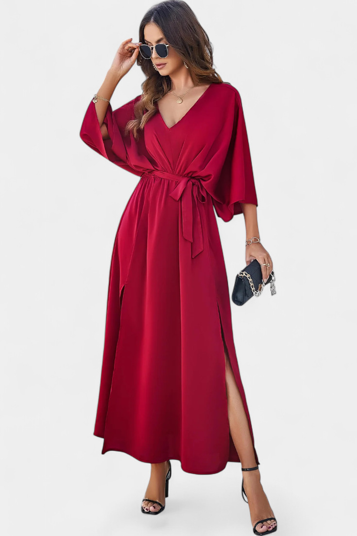 Sukienka Milly Elegancka z Rozcięciem i Kokardą
