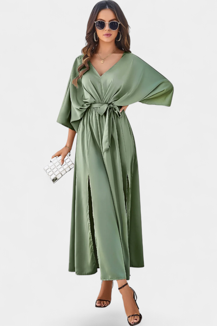 Sukienka Milly Elegancka z Rozcięciem i Kokardą