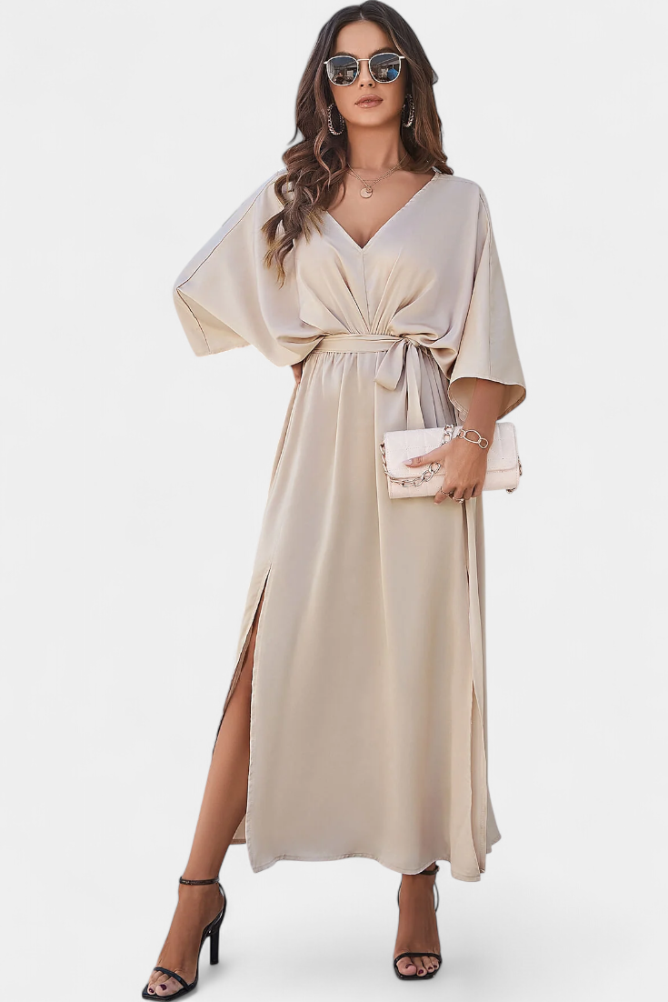 Sukienka Milly Elegancka z Rozcięciem i Kokardą