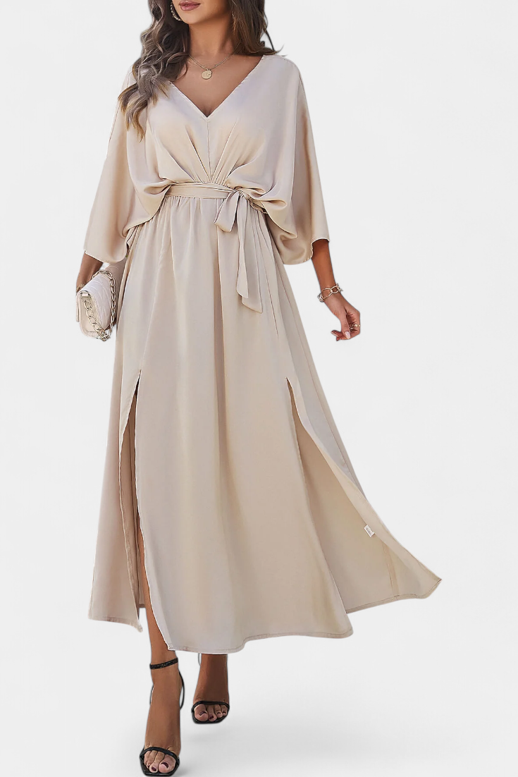 Sukienka Milly Elegancka z Rozcięciem i Kokardą